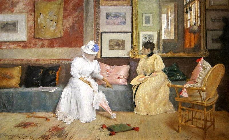 William Merritt Chase A Friendly Call. France oil painting art